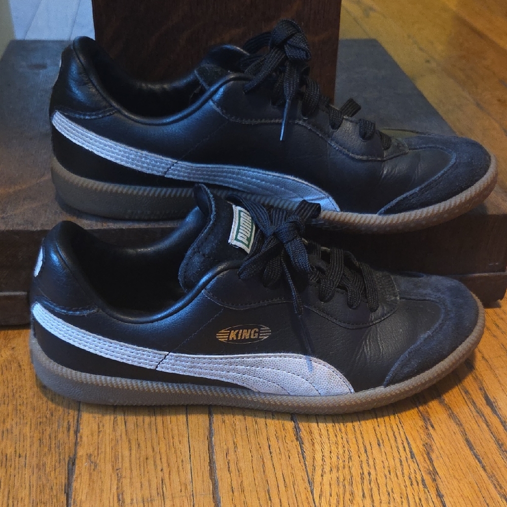 Puma King Black Sneakers with White Stripes